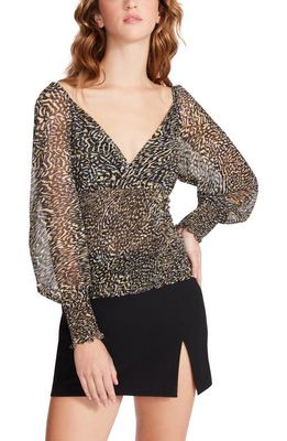 Steve Madden Shannon Abstract Print Chiffon Top in Black