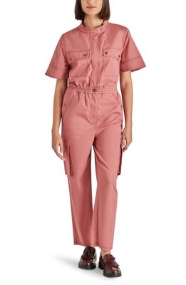 Steve Madden Sicily Stretch Cotton Utility Jumpsuit in Rose