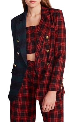 Steve Madden Simone Mixed Plaid Double Breasted Blazer in Multi