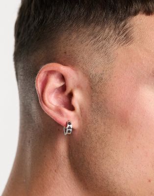 Steve Madden small hoop earrings with cross pattern in silver