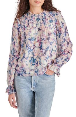 Steve Madden Soleil Abstract Floral Chiffon Top in Blue/Pink Multi