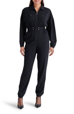 Steve Madden Tommi Long Sleeve Twill Utility Jumpsuit in Black