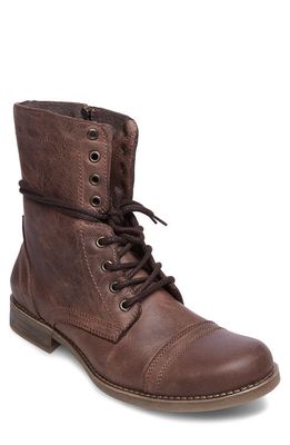 Steve Madden Troopah-C Cap Toe Boot in Brown Leather
