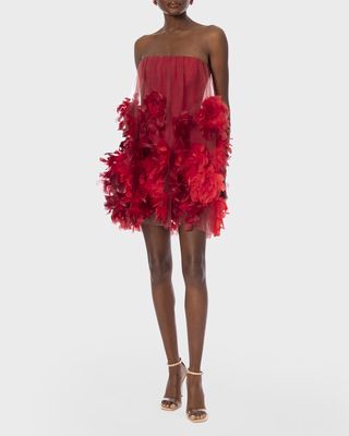 Stevie Strapless Feather Mini Dress