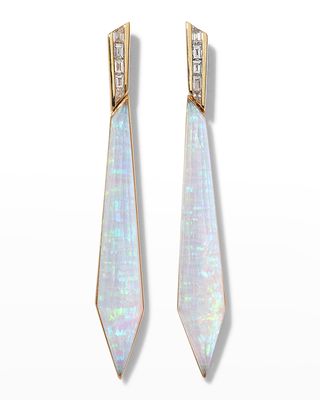 Stiletto Earrings with White Opalescent Quartz