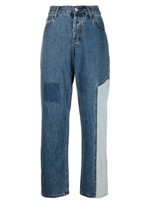 Still Here contrast-patch detail straight leg jeans - Blue