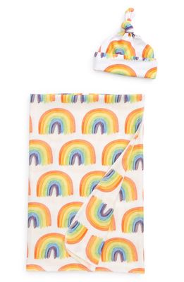 STINA AND MAE Over the Rainbow Hat & Blanket Gift Set in White