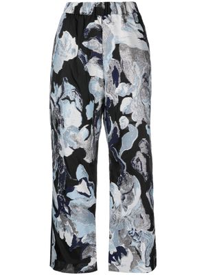 Stine Goya abstract-pattern print cropped trousers - Blue
