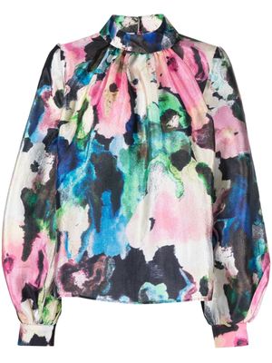 Stine Goya abstract-print pleated blouse - Pink