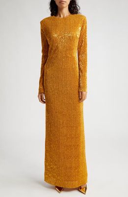 Stine Goya Carson Sequin Long Sleeve Gown in Gold