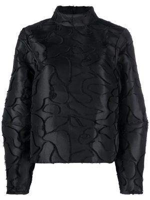 Stine Goya Cheche frayed-detail high-neck blouse - Black