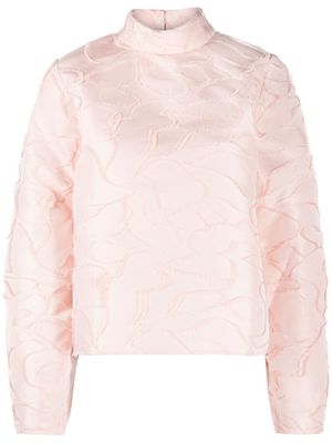 Stine Goya Cheche frayed-detail high-neck blouse - Pink