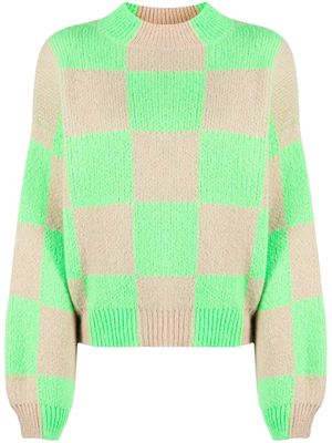 Stine Goya check-pattern ribbed-knit jumper - Green