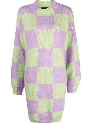 Stine Goya checkerboard-pattern knitted dress - Purple
