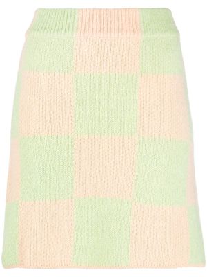 Stine Goya checkerboard-pattern knitted skirt - Green