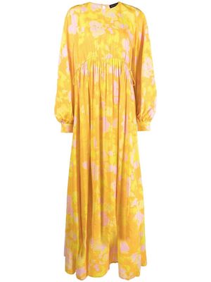 Stine Goya floral-print long-sleeve maxi dress - Yellow