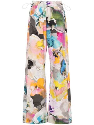 Stine Goya floral straight trousers - White