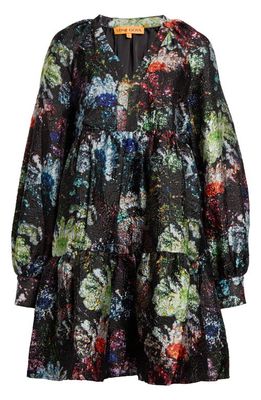 Stine Goya Jasmine Metallic Floral Long Sleeve Dress in Glitter Bloom