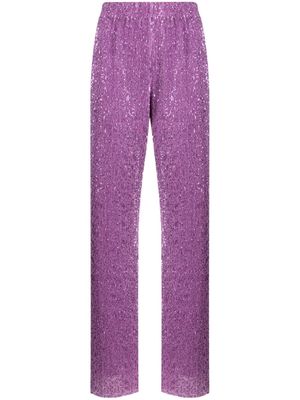 Stine Goya Markus metallic-threading straight-leg trousers - Purple