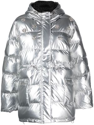 Stine Goya metallic crystal-embellished puffer jacket - Silver