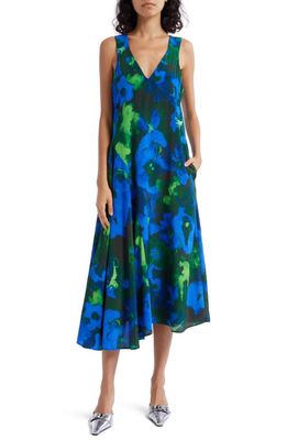 Stine Goya Oriza Floral Asymmetric Dress in Frosted Floral Night