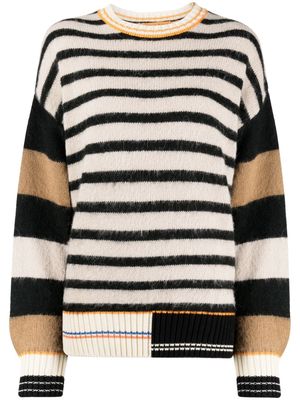 Stine Goya Shea striped brushed-effect jumper - Brown