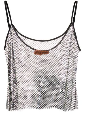 Stine Goya Taila crystal-embellished mesh vest - Black