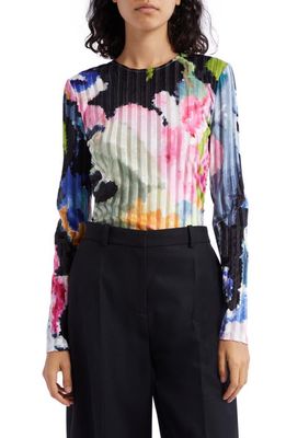 Stine Goya Vanessa Rib Abstract Print Top in Artistic Floral