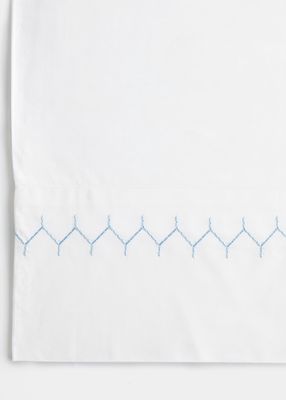 Stitched Light Indigo 300 Thread Count King Pillowcases, Set of 2