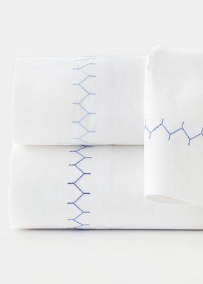 Stitched Light Indigo 300 Thread Count Standard Pillowcases, Set of 2