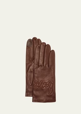 Stitched Love Leather & Cashmere Gloves
