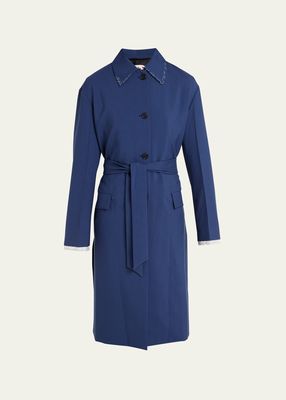 Stitched Wool Self-Tie Trench Coat