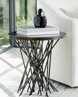 Stix Side Table with Bronze Glass Top