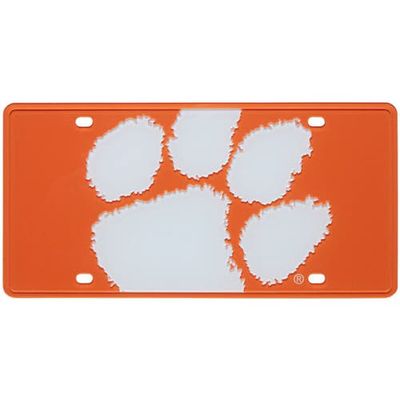 STOCKDALE Clemson Tigers Paw Mega License Plate in Orange