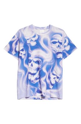 STOCKHOLM SURFBOARD CLUB Alko Airbrush Skull Print Graphic T-Shirt in Blue Skull