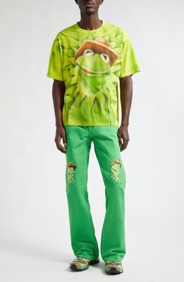 STOCKHOLM SURFBOARD CLUB GARMENT DYED EMBROIDERED TROUS in Kermit