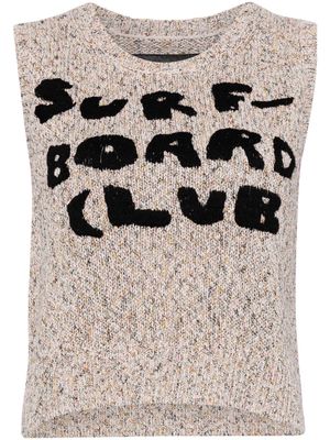 Stockholm Surfboard Club logo-embroidered knitted vest - Neutrals