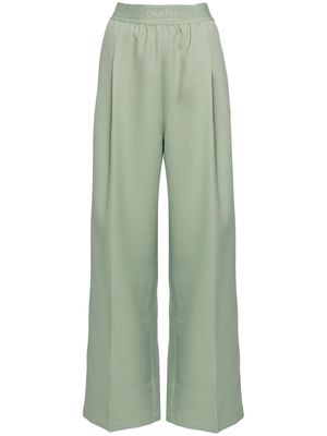 Stockholm Surfboard Club logo-waistband palazzo pants - Green