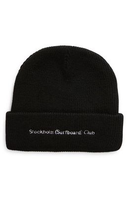STOCKHOLM SURFBOARD CLUB Mossa Logo Embroidered Beanie in Black