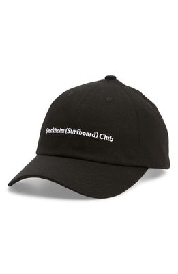 STOCKHOLM SURFBOARD CLUB Pac Logo Embroidered Baseball Cap in Black/White