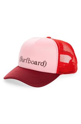 STOCKHOLM SURFBOARD CLUB Pete Swarovski Crystal Embellished Trucker Hat in Pink/Red