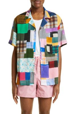 STOCKHOLM SURFBOARD CLUB Stoffe Patchwork Camp Shirt in Patchwork Repeat