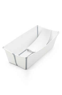 Stokke Flexi Bath Extra Large Foldable Baby Bath Tub with Temperature Plug & Infant Insert in White