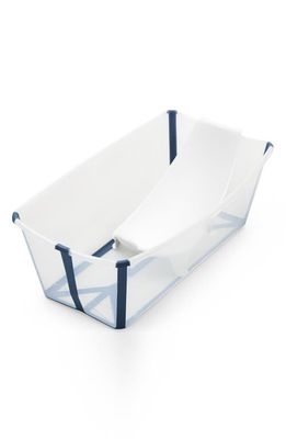 Stokke Flexi Bath Foldable Baby Bath Tub with Temperature Plug & Infant Insert in Transparent Blue