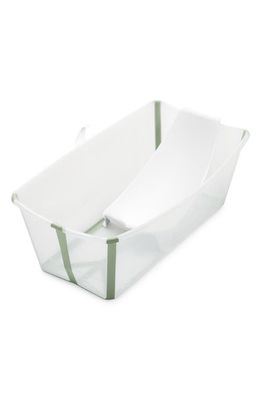 Stokke Flexi Bath Foldable Baby Bath Tub with Temperature Plug & Infant Insert in Transparent Green