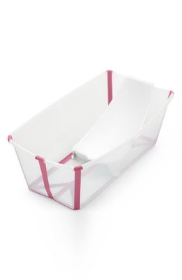 Stokke Flexi Bath® Foldable Baby Bath Tub with Temperature Plug & Infant Insert in Transparent Pink