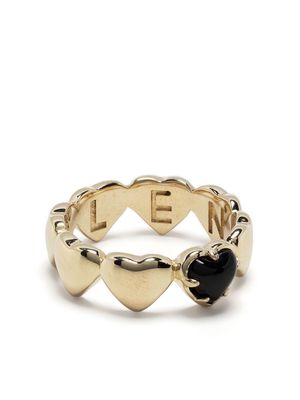 Stolen Girlfriends Club 9kt yellow gold Band of Heart onyx ring