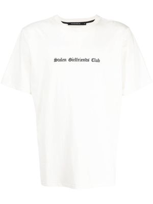 Stolen Girlfriends Club Gothic logo-embroidered cotton T-shirt - White