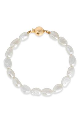 STONE AND STRAND Genuine Baroque Pearl with 14K Gold Vermeil Bracelet in 14K Yellow Gold/White Pearls