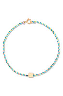 STONE AND STRAND Mini Block Initial Friendship Bracelet in 14K Yellow Gold - I